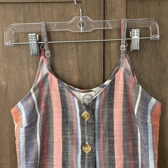 FRANCESCA’S Blue Rain Maya Button Down 100% Cotton Stripped Dress Size Small - Picture 3 of 16